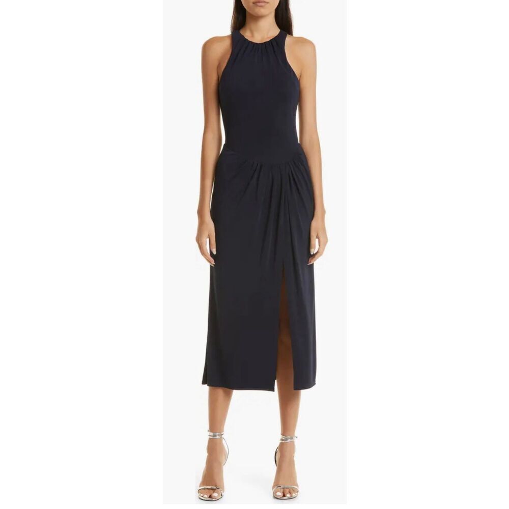 CINQ À SEPT Lezlie Side Slit Jersey Dress in Navy NWT Size 2